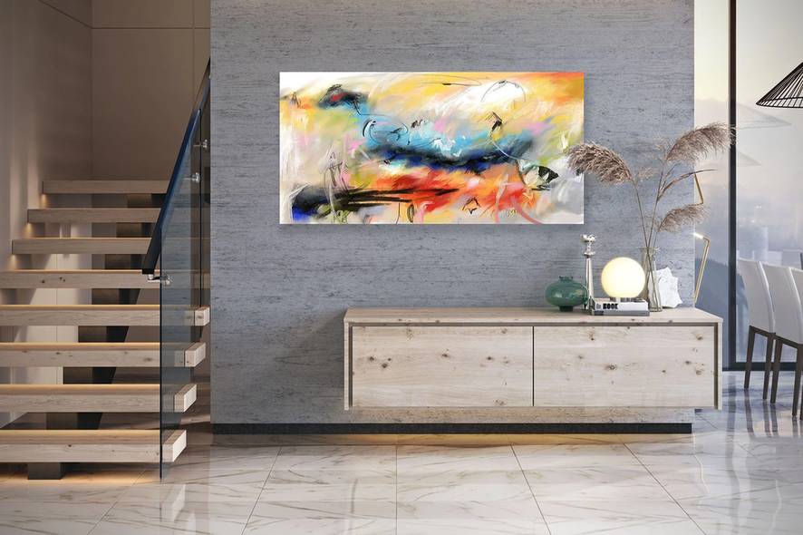 Office Painting Contemporary - extra large blue abstract painting